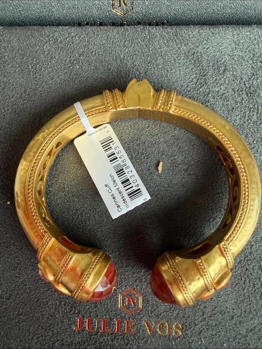 Julie Vos Gold-Tone Cuff with Peach-Pink Faceted Stones - Picture 4 of 4